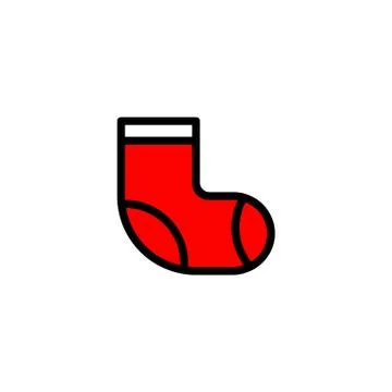 New Year sock for candy flat icon. Christmas decoration. Vector on isolated w 스톡 일러스트