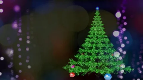 New Year, Sparkling Rotating Christmas Tree Animation Stock Footage