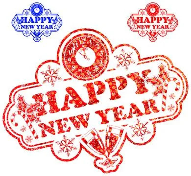 New Year Stamp Stock Illustration