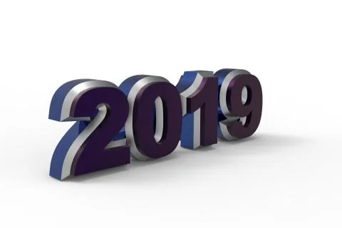 New year text 2019 3d rendering Stock Illustration