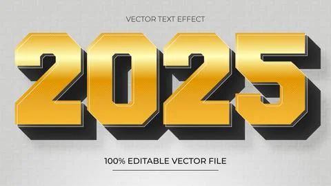 New Year text effect with golden texture editable premium vectors Illustrazione stock