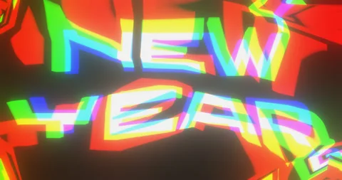 "NEW YEAR" text glitch effect animation Stock Footage 255899419