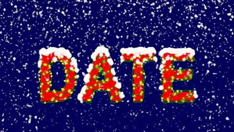 New Year text text DATE. Snow falls. Christmas mood, looped video. Alpha channel Stock Footage 95013461