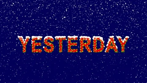 New Year text text YESTERDAY. Snow falls. Christmas mood, looped video. Alpha Video stock 95095566