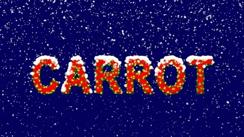 New Year text vegetable CARROT. Snow falls. Christmas mood, looped video. Alpha Stock Footage 96449225