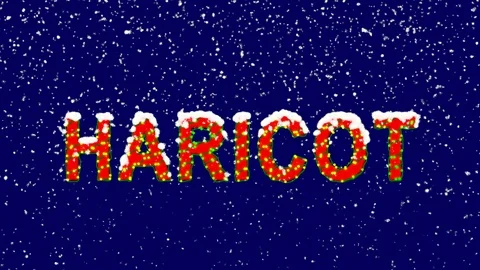 New Year text vegetable HARICOT. Snow falls. Christmas mood, looped video. Alpha Stock Footage 96543384