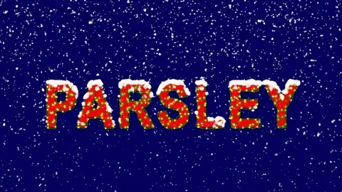 New Year text vegetable PARSLEY. Snow falls. Christmas mood, looped video. Alpha Stock Footage 96456569