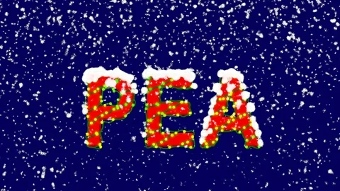 New Year text vegetable PEA. Snow falls. Christmas mood, looped video. Alpha Stock Footage 96478172