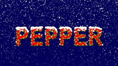 New Year text vegetable PEPPER. Snow falls. Christmas mood, looped video. Alpha Stock Footage 96457904
