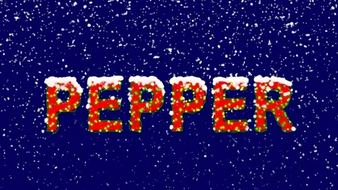 New Year text vegetable PEPPER. Snow falls. Christmas mood, looped video. Alpha Stock Footage 96477036