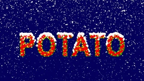 New Year text vegetable POTATO. Snow falls. Christmas mood, looped video. Alpha Stock Footage 96459648