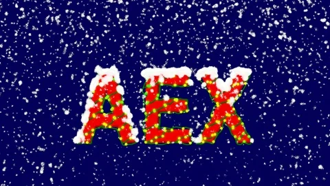 New Year text World stock index AEX. Snow falls. Christmas mood, looped video. Stock Footage 96717857