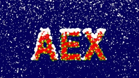 New Year text World stock index AEX. Snow falls. Christmas mood, looped video. Stock Footage 96732117