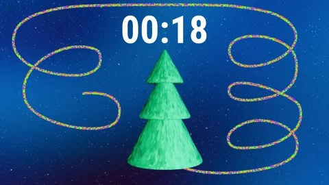New Year Timer 20 to 0 with Christmas Tree and Fuse Countdown 20 Seconds Stock Footage 343516008