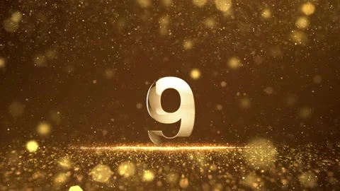 New Year Top ten countdown glittering gold bright numbers from 10 to 1 seconds. Video stock 225217048