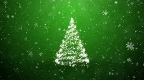 New Year tree and falling snowflakes with stars Stock Footage 12592754