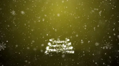 New Year tree and falling snowflakes with stars Stock Footage 12608109