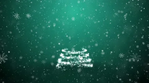 New Year tree and falling snowflakes with stars Stock Footage 12618237