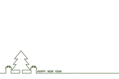New Year Tree and gift box for design holiday card, banner or poster on white Stock Illustration