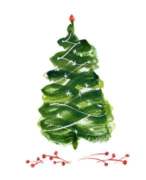New year tree and winter berries card Stock Illustration