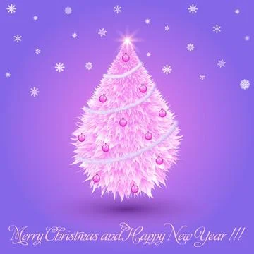 New Year tree, with balls, tinsel1 Stock Illustration