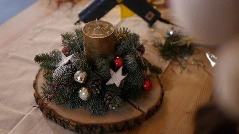 New Year tree branches, New Year's master class 스톡 동영상 101547950