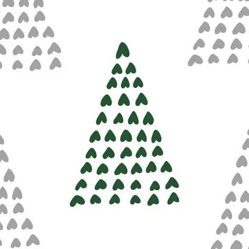 New year tree. Christmas pine vector. Hand drawn xmas silhouette. Cedar Stock Illustration