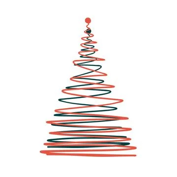 New year tree. Christmas pine vector. Hand drawn xmas silhouette. Cedar Stock Illustration