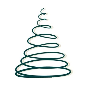 New year tree. Christmas pine vector. Hand drawn xmas silhouette. Cedar Stock Illustration