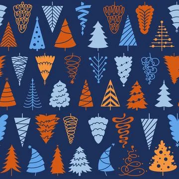 New Year tree Christmas repeat background traditional symbol boundless seamless Stock Illustration