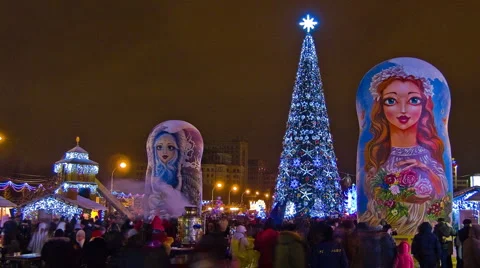 New Year Tree crowd Stock Footage 1034270