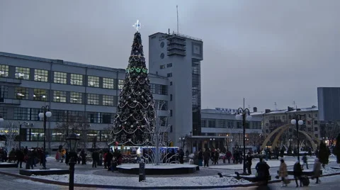 New Year Tree crowd Stock Footage 1034703