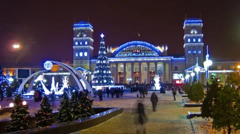 New Year Tree crowd Stock Footage 1034726