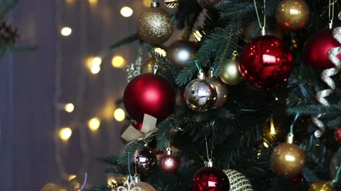 New year tree decoarated Stock Footage 99609977