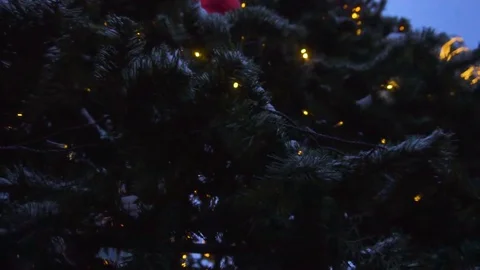 New Year tree decorated with lights and big balls Stock Footage 99572397