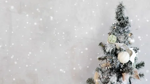 New year tree decorated with lights, christmas interior background. Stock Footage 119693833