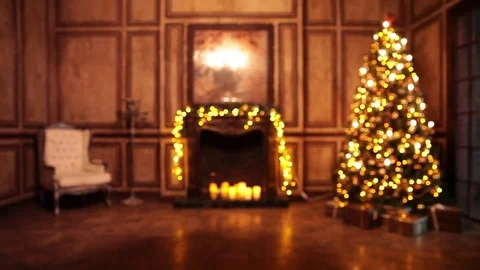 New Year Tree decorated room interior in classic style Stock Footage 80897935