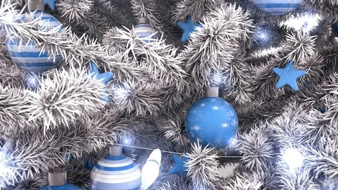 New Year tree with falling snow Stock Footage 81327924