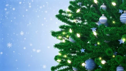 New Year tree with falling snow Stock Footage 81398833