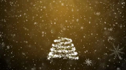 New Year tree with falling snowflakes and stars Stock Footage 12693079
