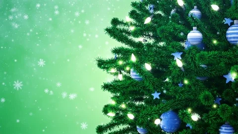 New Year tree with falling snowflakes Stock Footage 82473957