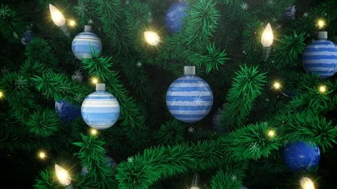 New Year tree with falling snowflakes Stock Footage 82734772