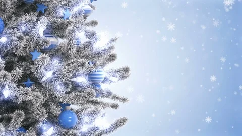 New year tree with falling snowflakes Stock Footage 82864770