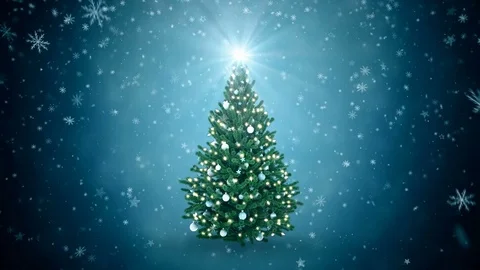 New Year tree with falling snowflakes and stars Stock Footage 83331300