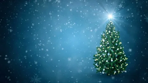 New Year tree with falling snowflakes and stars Stock Footage 83352822