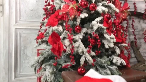 New Year tree glows with beautiful lights Stock Footage 120573483
