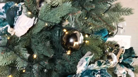 New Year tree glows with beautiful lights Stock Footage 120573635