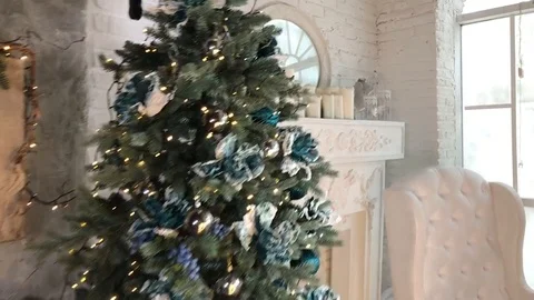 New Year tree glows with beautiful lights Stock Footage 120573960