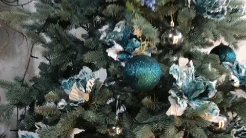 New Year tree glows with beautiful lights Stock Footage 120573984