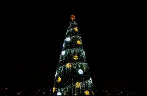 New Year tree with illumination 写真素材